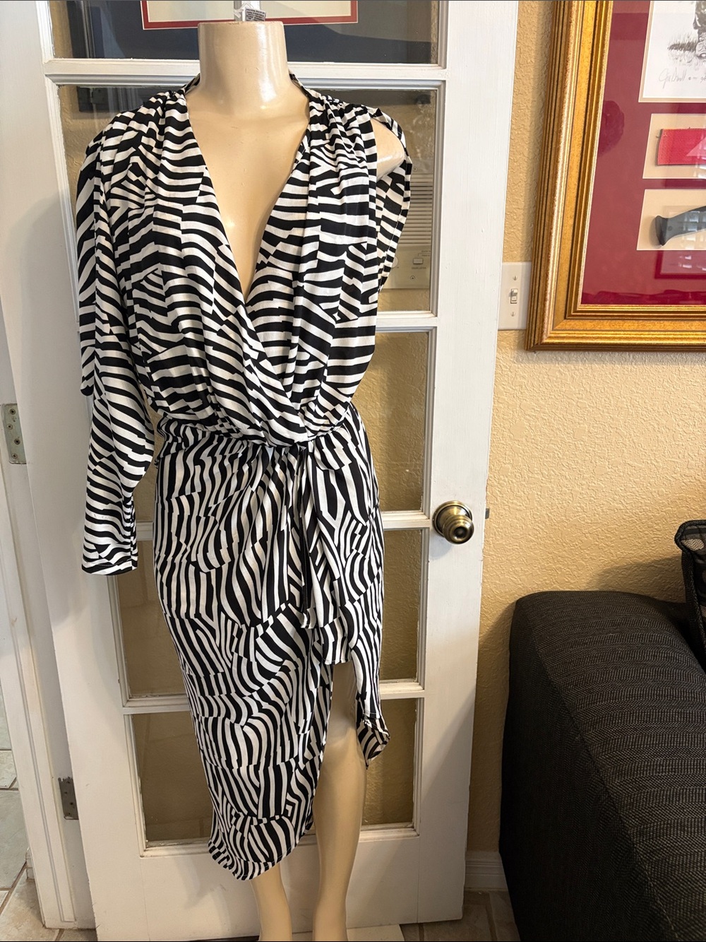 Better Be Black & White Zebra-Print Wrap Dress